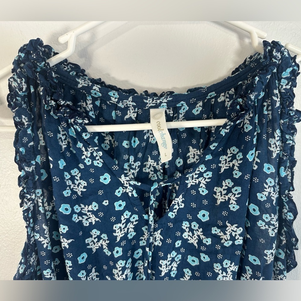 Floral Sleeveless Mini Dress with Tassels and Tie at Waist Size Large CoolChange - Picture 2 of 6